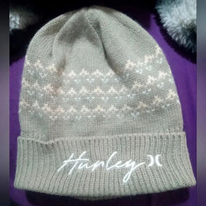 Hurley Women's Winter Hat Beige Brown Vail Cuffed Knit Beanie Hat